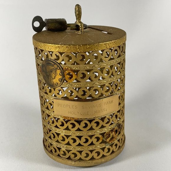 Accents 195s Holyoke Ma Brass Peoples Savings Bank Filigree Style